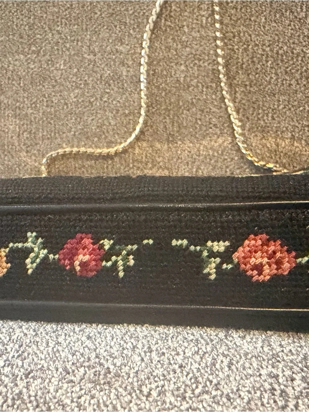 Black Floral Embroidered Evening Bag